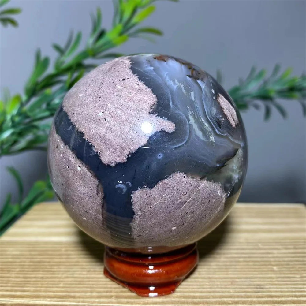 Natural Agate Crystal Sphere with Stand | Hand-Selected · Unique Flash Stone