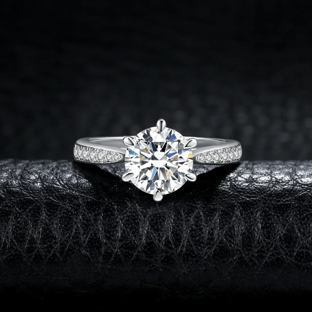 Starlight Round Moissanite Sterling Silver Ring
