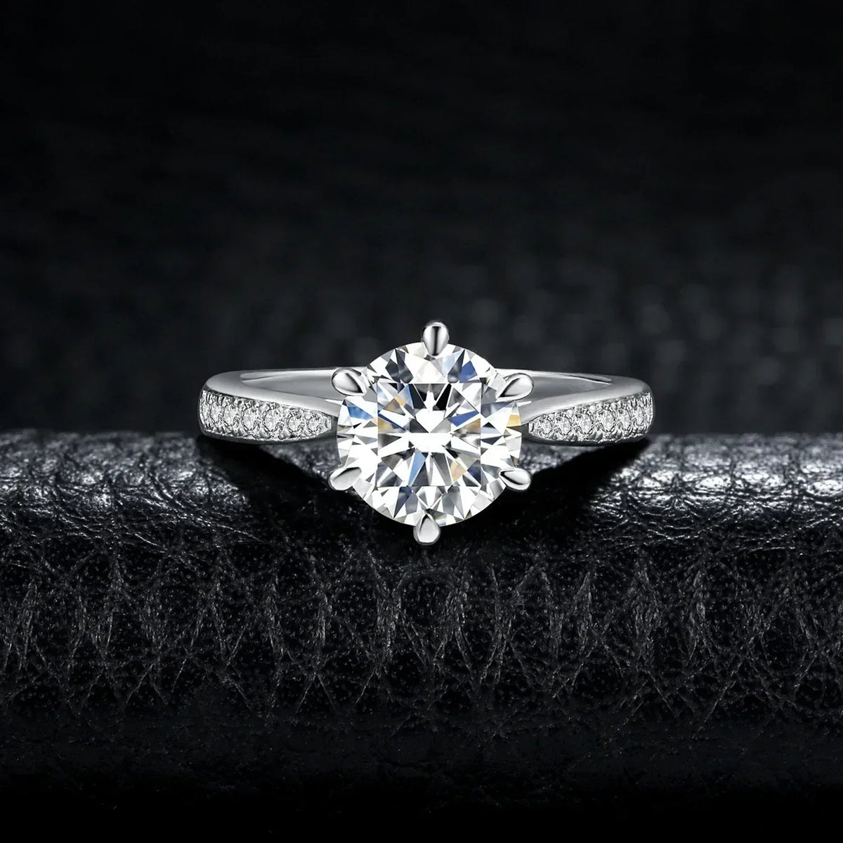 Starlight Round Moissanite Sterling Silver Ring
