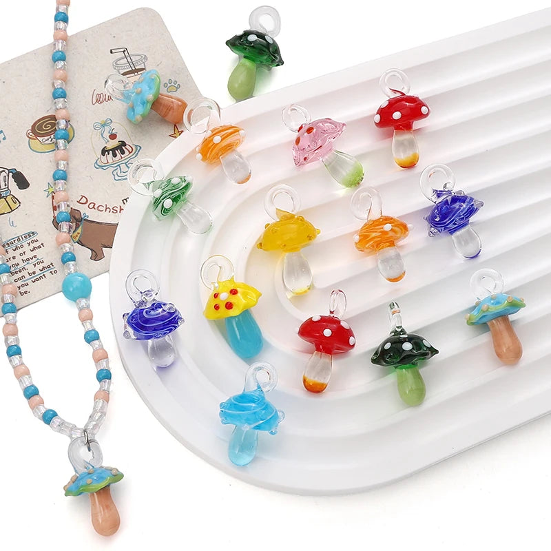 Lampwork Glass Mushroom Charm Bead – DIY Jewelry Pendant