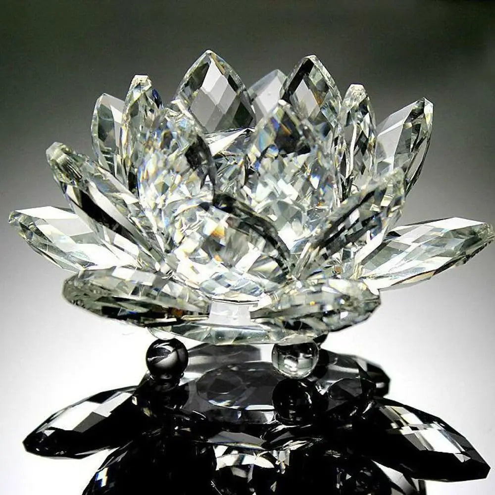 Crystal Lotus Flower Figurine — Healing Energy Home Decor & Gift