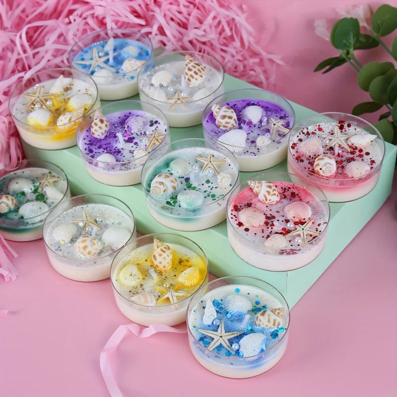 Seashell Soy Wax Candle Gift Set | Pearl & Glitter Accents