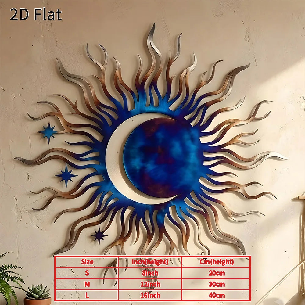 Midnight Sun & Crescent Moon Metal Wall Art