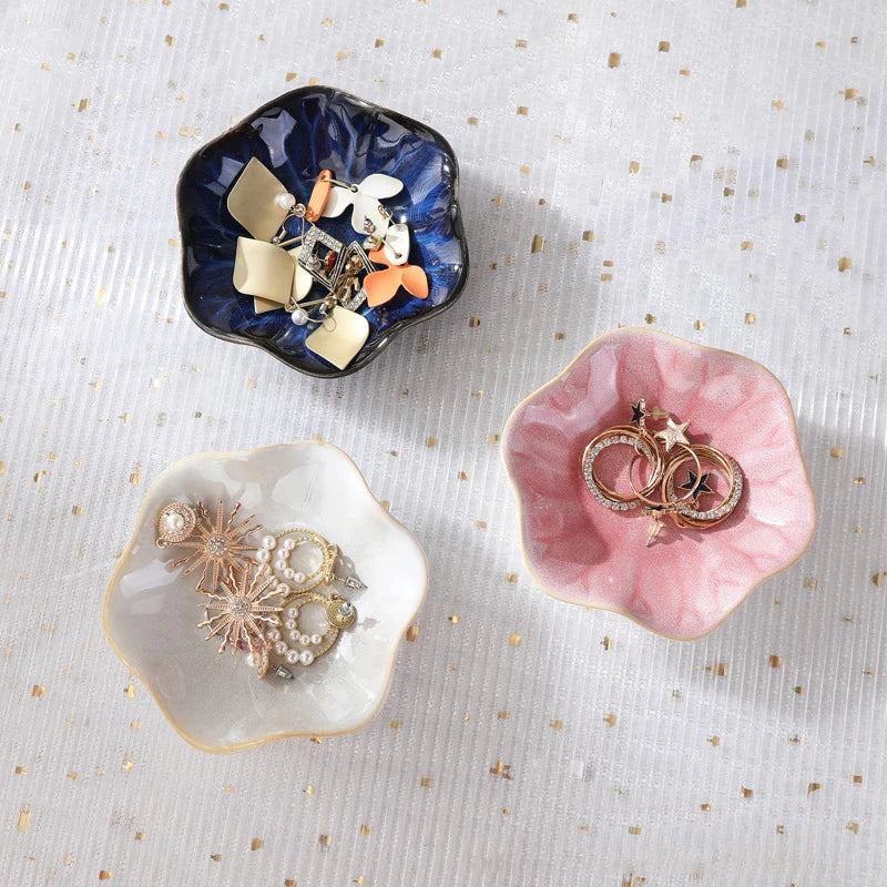 Lotus Leaf Ceramic Jewelry Bowl | Boho Organizer