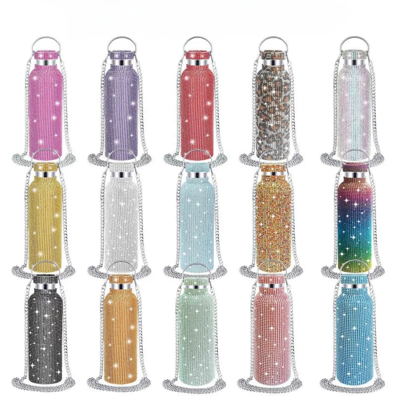 Starlit Sip Embellished Insulated Water Bottle with Chain
