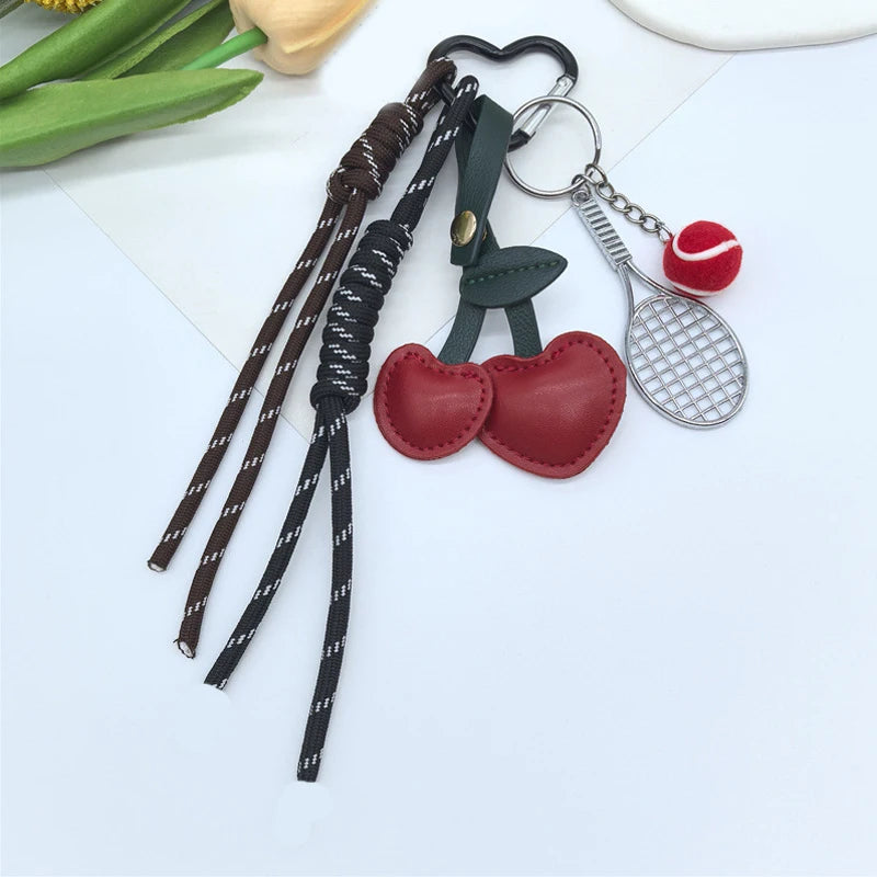 Cherry Leather Bag Charm Keychain | Cute Purse Accessory for Women