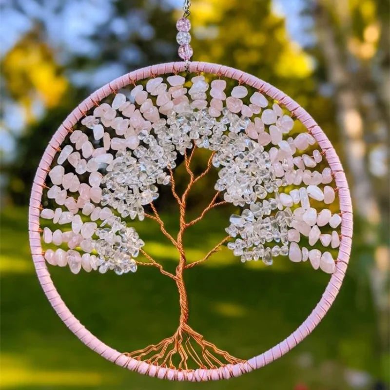 Tree of Life Crystal Wall Pendant | Amethyst, Rose Quartz, Lapis Lazuli & Citrine