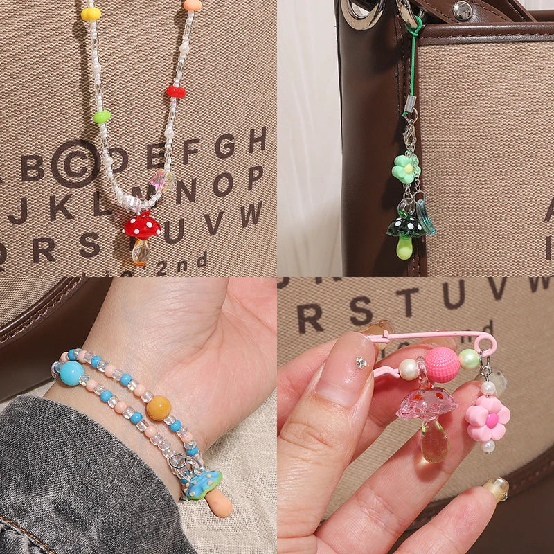 Lampwork Glass Mushroom Charm Bead – DIY Jewelry Pendant