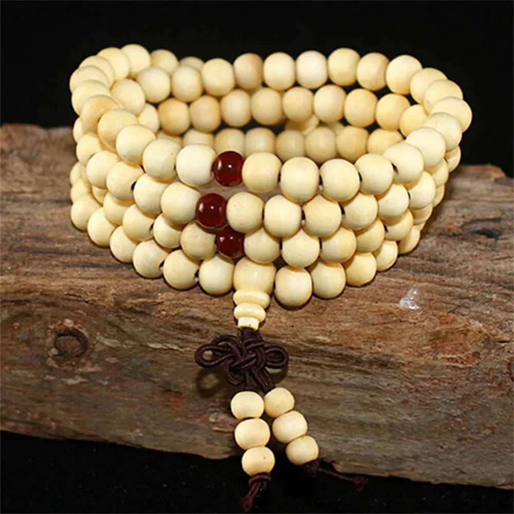 Natural Sandalwood 108 Bead Mala Bracelet