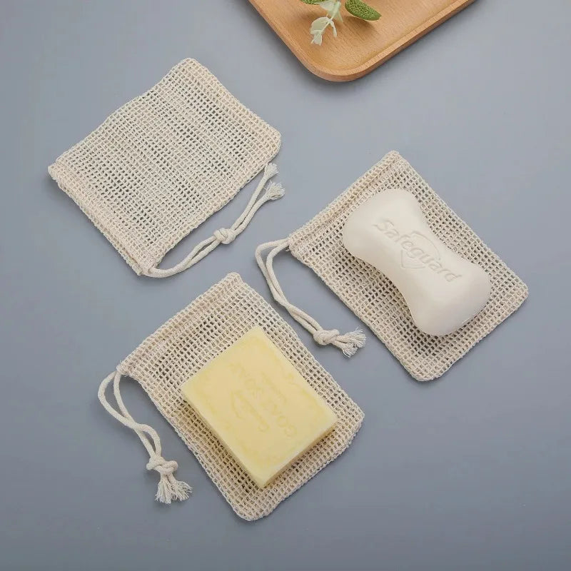 Eco-Friendly Handmade Natural Cotton Mesh Soap Pouch