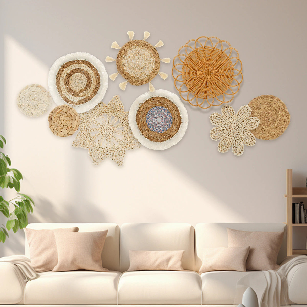 Boho Woven Basket Wall Decor | 7- or 9-Piece Set