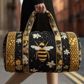 Bee Print Quilted Duffle Bag | Boho Travel & Gym Tote