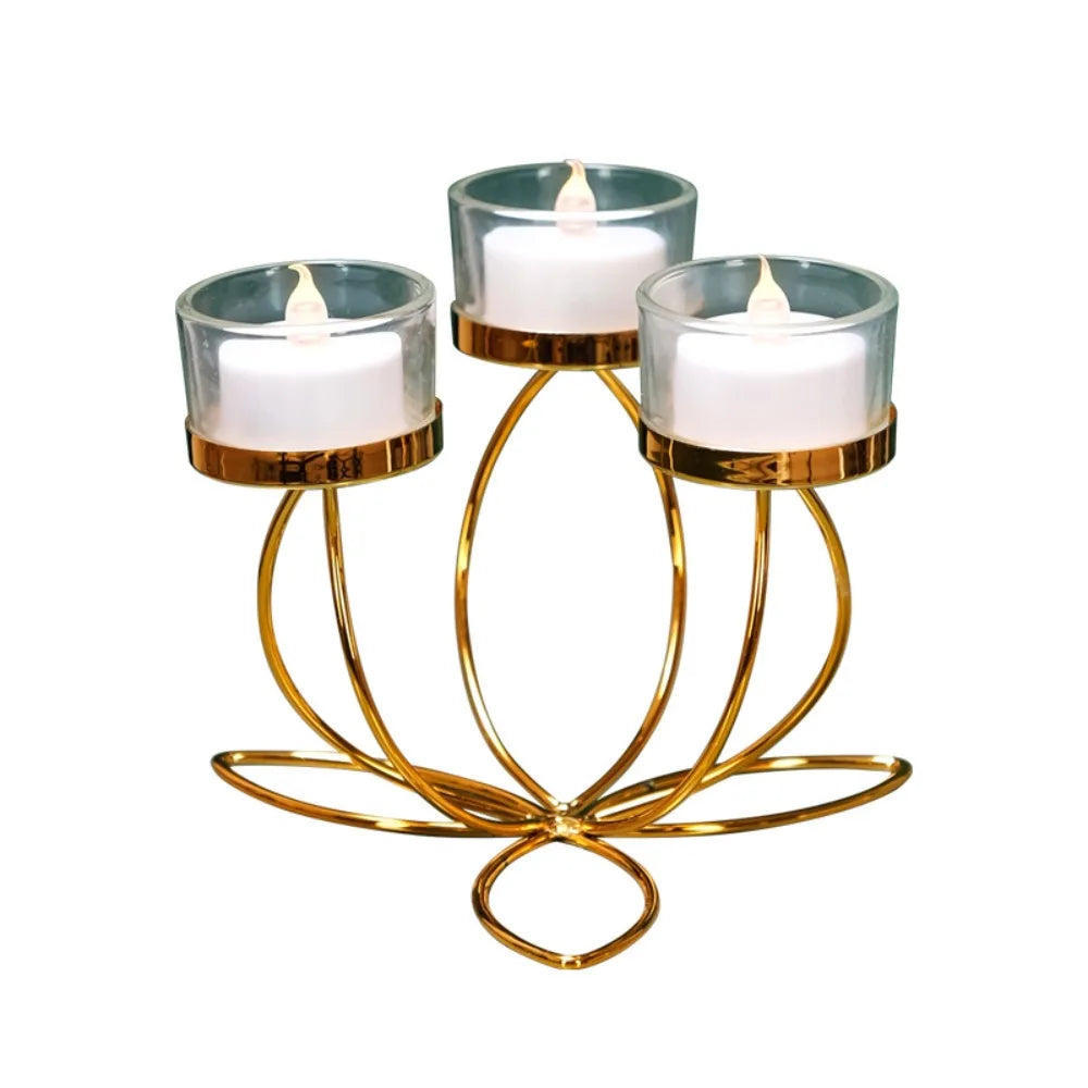 Gold-Tone Lotus-Inspired Candle Holder
