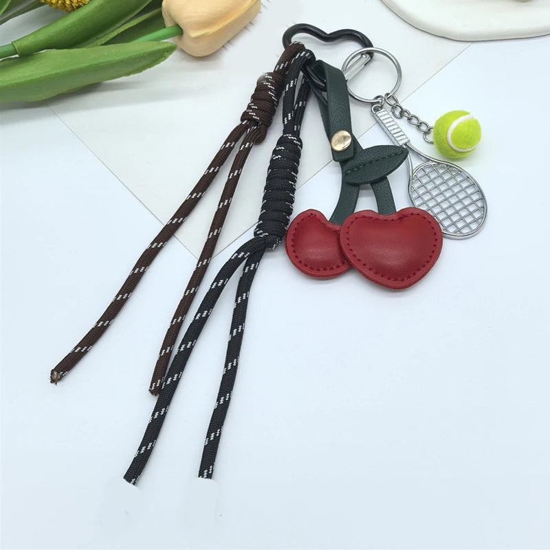 Cherry Leather Bag Charm Keychain | Cute Purse Accessory for Women