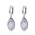 Natural Moonstone Drop Earrings | Silver Plated | Boho Ethnic Dangle
