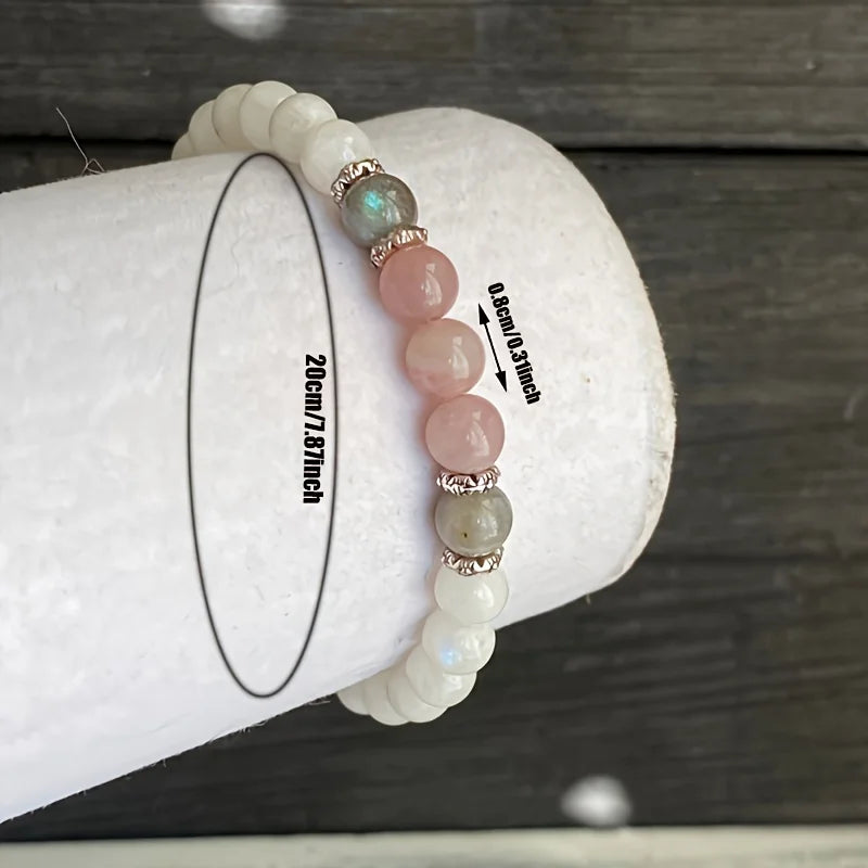Moonstone, Labradorite & Rose Quartz Bracelet | Calm, Protection & New Beginnings