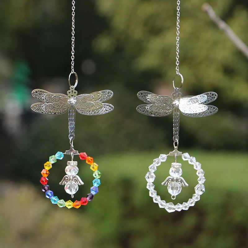 Dragonfly Crystal Suncatcher Pendant - Multicolored