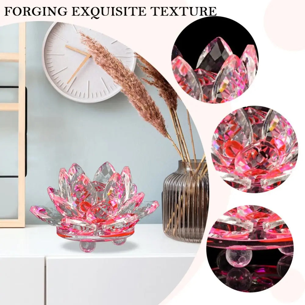 Crystal Lotus Flower Figurine — Healing Energy Home Decor & Gift