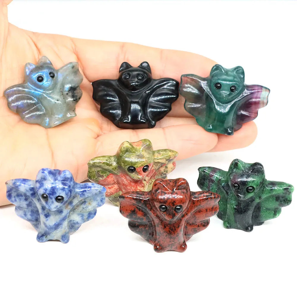 Mini Carved Crystal Bat | Stone & Opalite Options