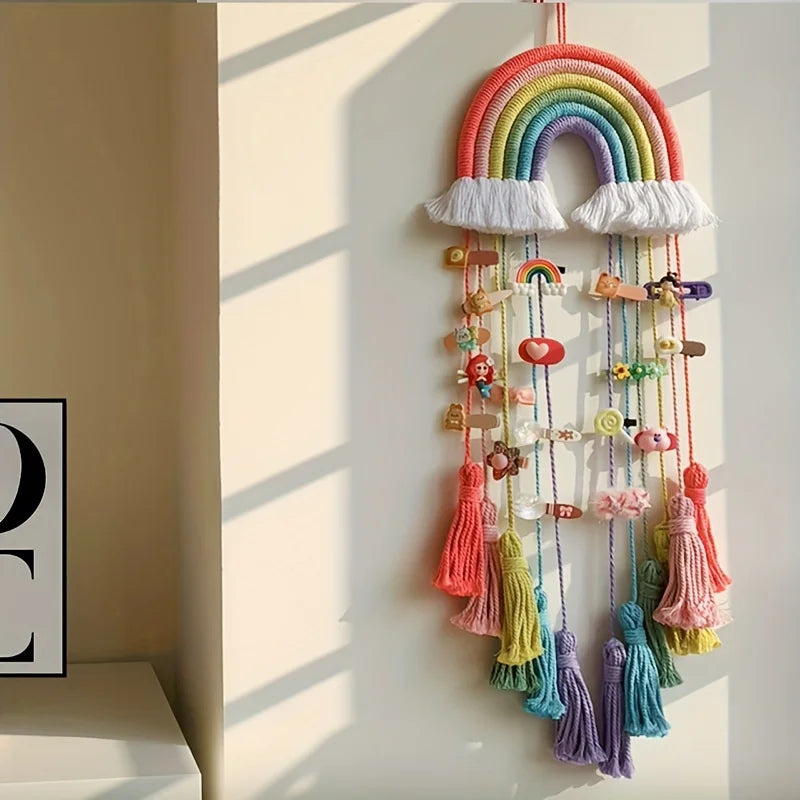 Rainbow Tassel Dream Catcher Wall Hanging — Handmade Boho Lace Décor