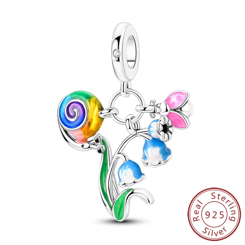 925 Silver Nature & Animal Charms – Butterfly, Floral & Woodland Pendants for Bracelets