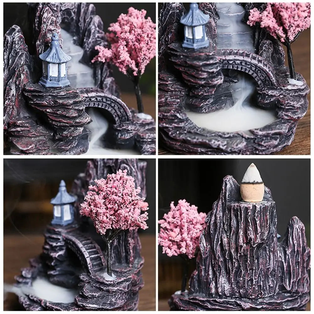 Waterfall Backflow Incense Burner – Resin Incense Holder for Home & Office