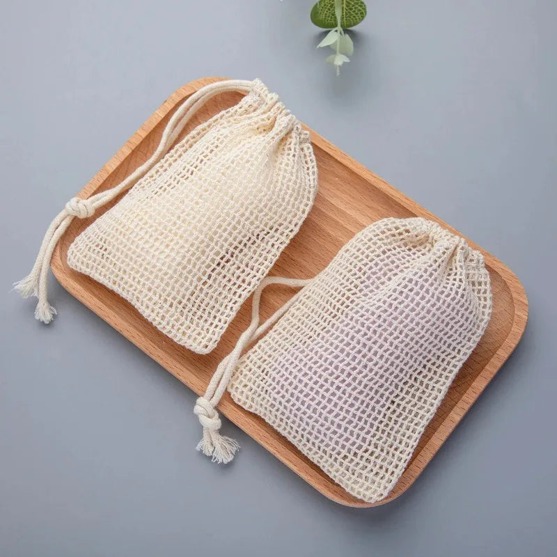 Eco-Friendly Handmade Natural Cotton Mesh Soap Pouch