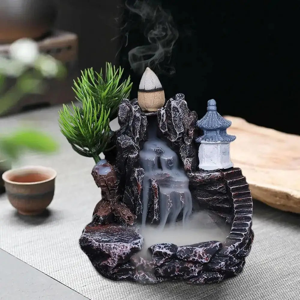 Waterfall Backflow Incense Burner – Resin Incense Holder for Home & Office