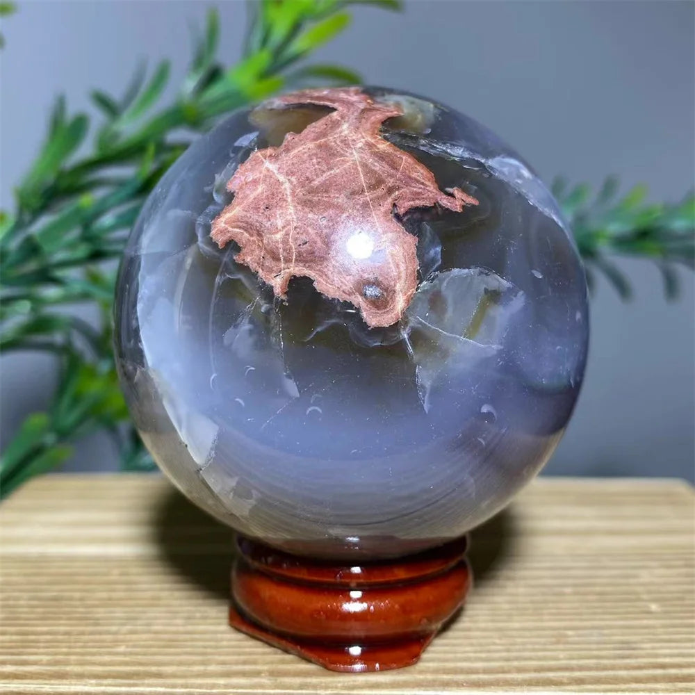Natural Agate Crystal Sphere with Stand | Hand-Selected · Unique Flash Stone