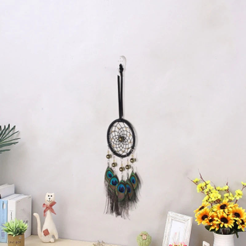 Mini Dream Catcher Feather Pendant — Car Charm, Wind Chime & Wall Hanging