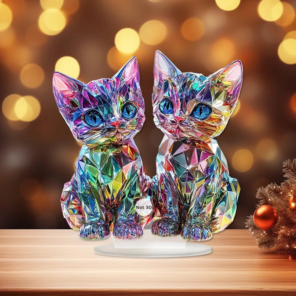 Crystal Cat 2D Art Figure – Art Deco Home Decor