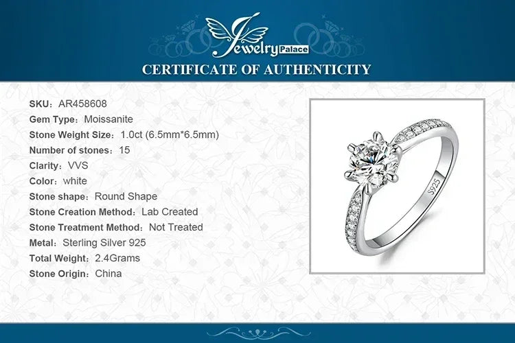 Starlight Round Moissanite Sterling Silver Ring