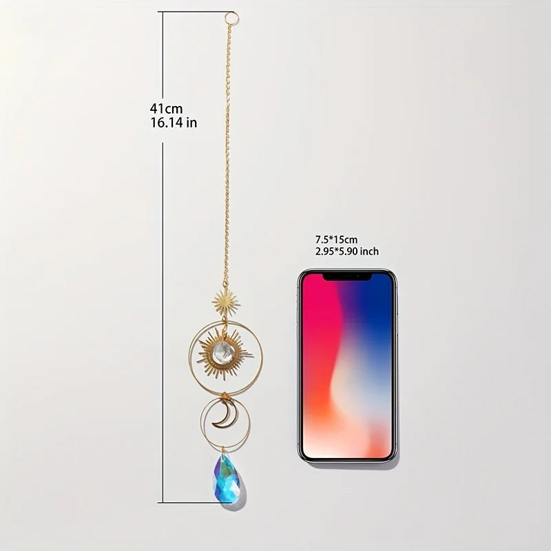 Crystal Ball Moon & Sun Suncatcher Pendant