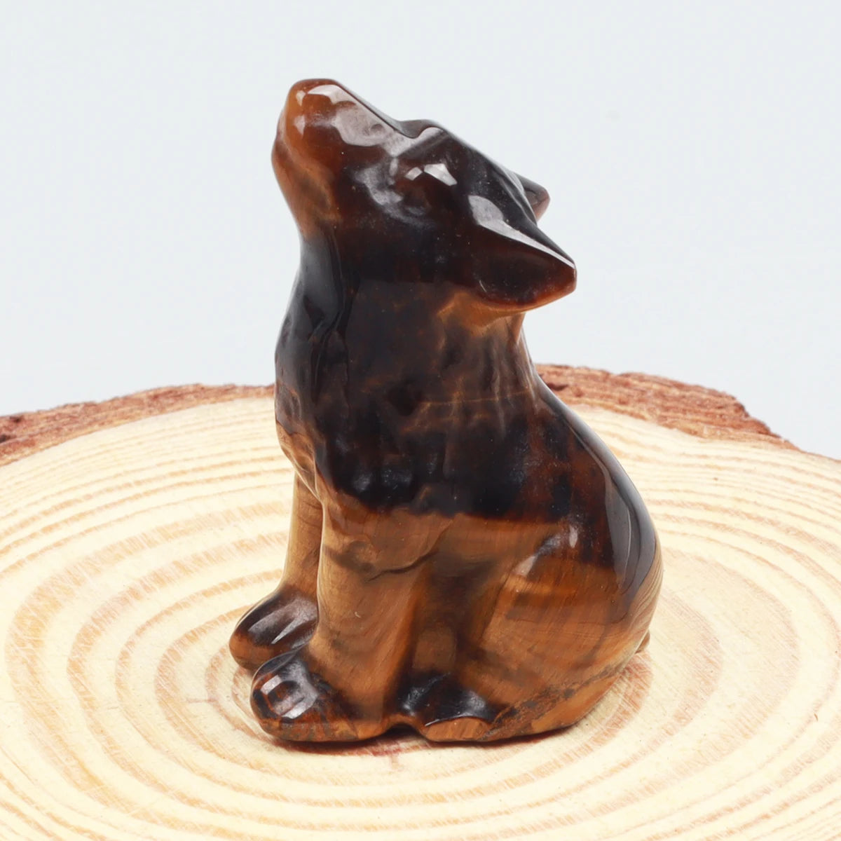 Carved Wolf Crystal Energy Stones