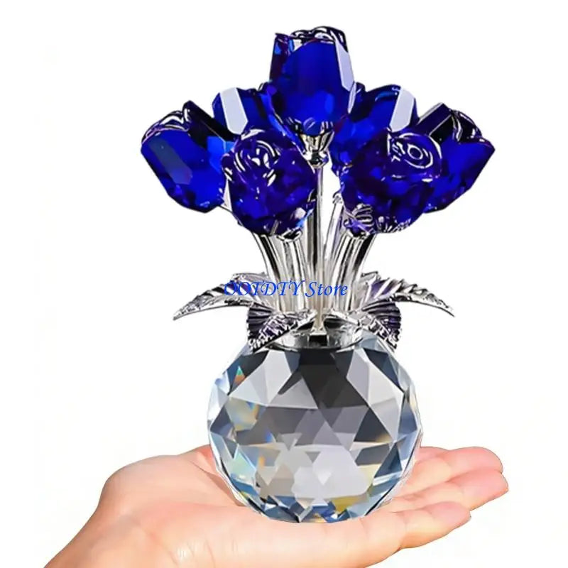 Handmade Crystal Rose Figurine — Elegant Flower Gift for Her