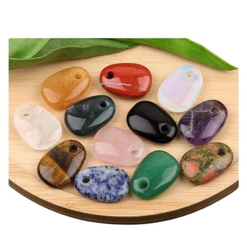 Natural Crystal Oval Pendant Charm | 25x35mm Stone Charm for DIY Jewelry Making
