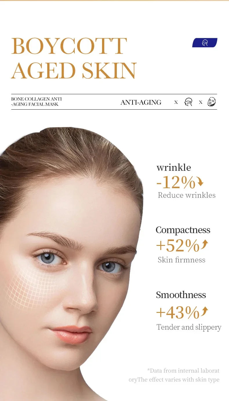 Collagen Anti-Wrinkle Face Sheet Mask – 10pcs | Moisturizing & Brightening