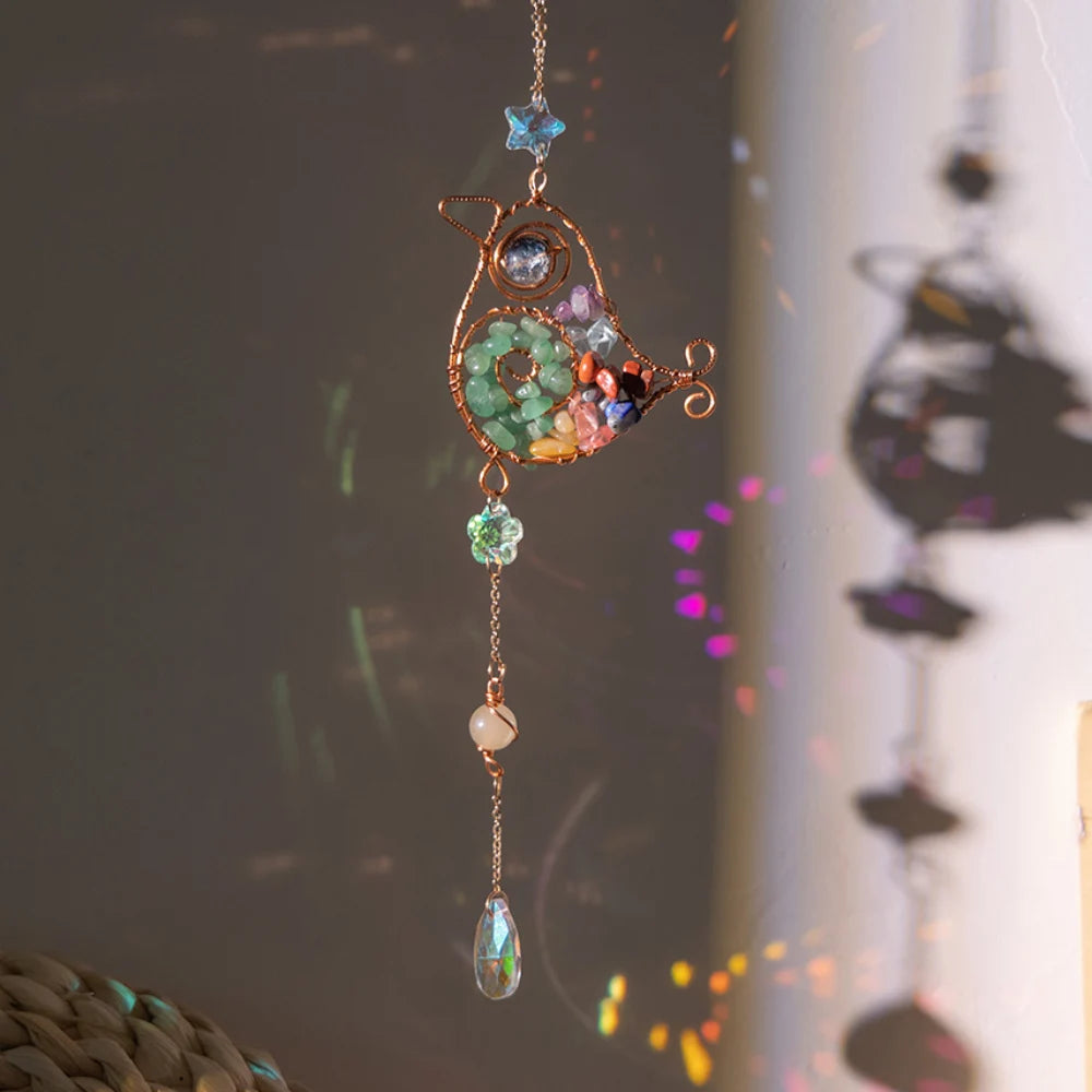 Handcrafted Crystal Wire Suncatcher — Celestial & Nature Prism Pendant