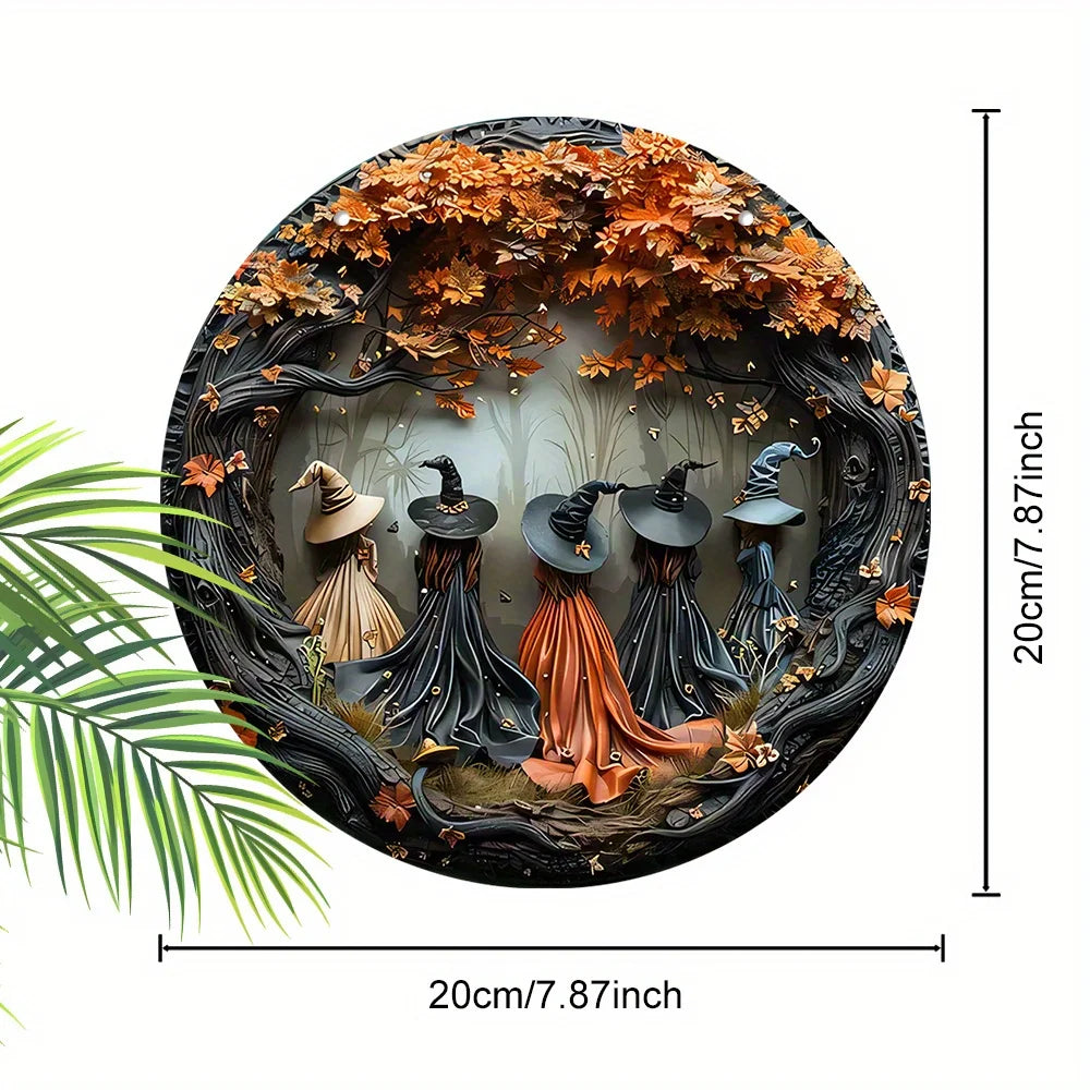 Gothic Witch 2D Wooden Hanging Decor – Halloween Wall Art