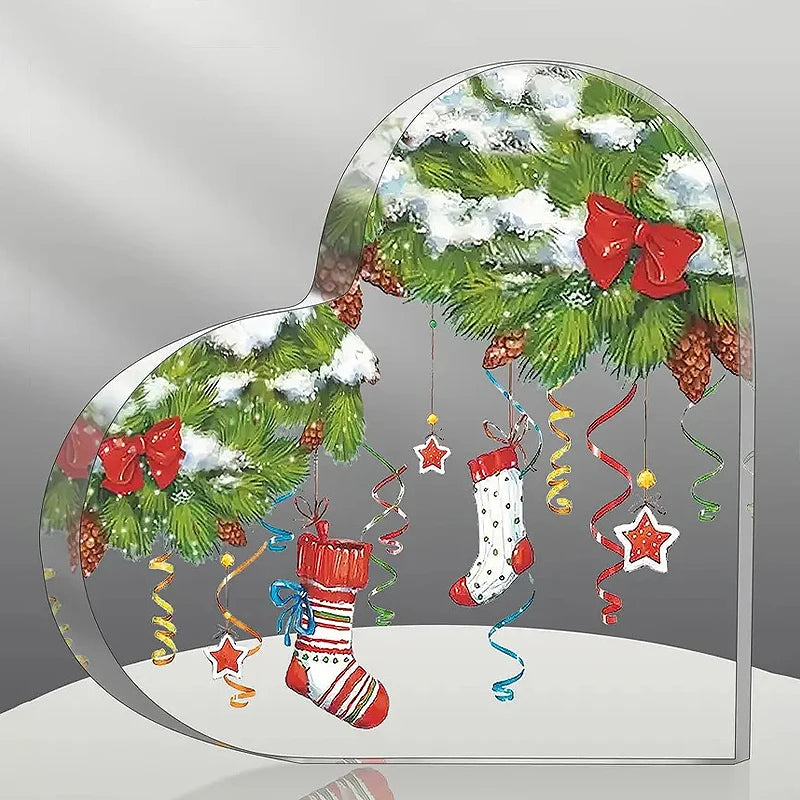 Christmas Heart Desktop Ornament with Stand