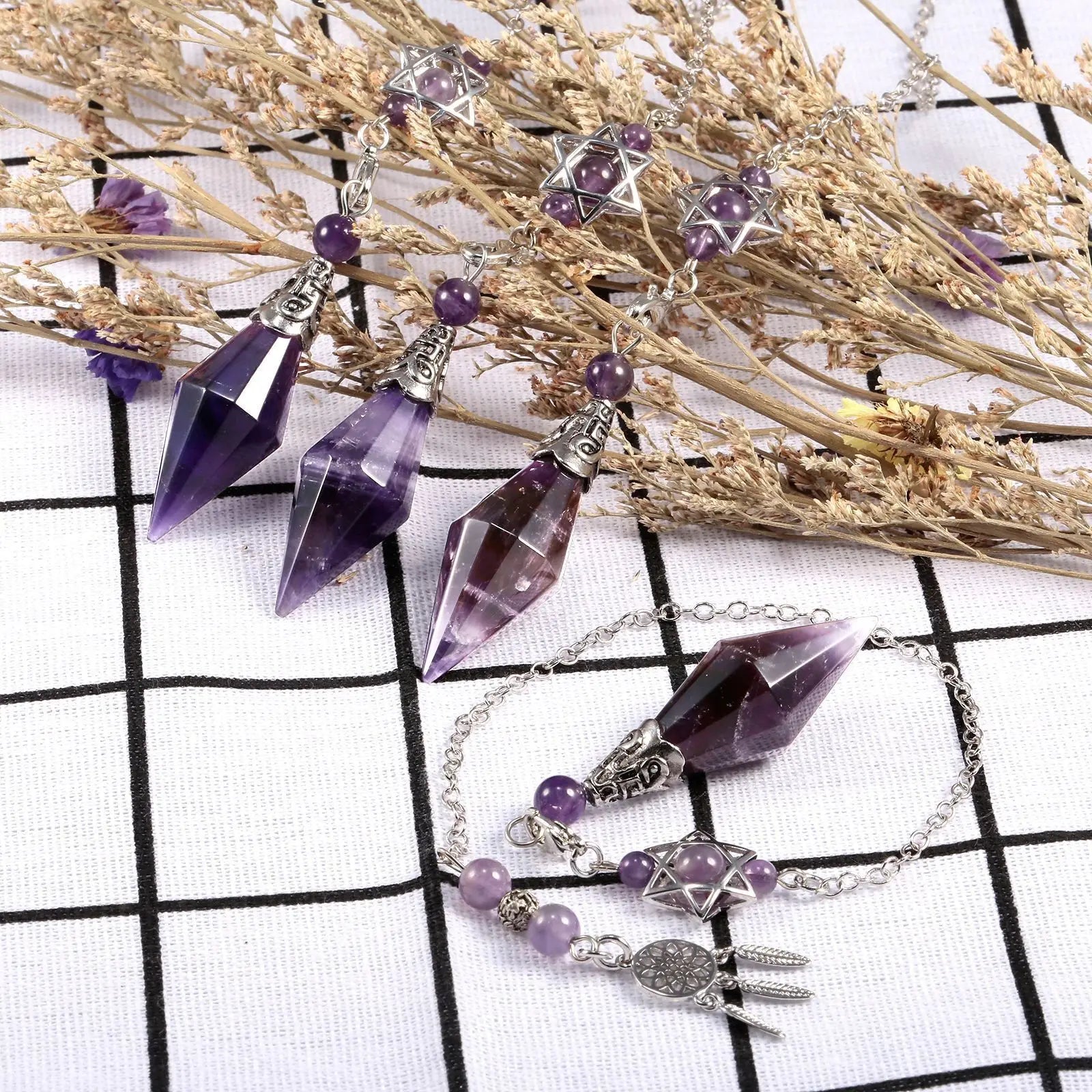 Crystal Pendulum with Dreamcatcher Chain