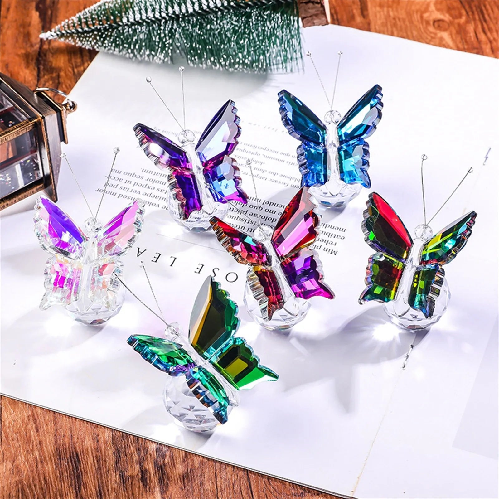 Crystal Cut Butterfly Ornament — Glass Figurine Desk & Home Décor