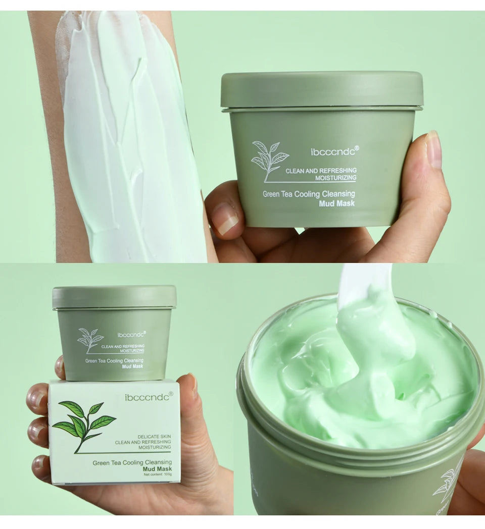 Green Tea Clay Mud Mask – 100g | Deep Cleansing & Pore Refining