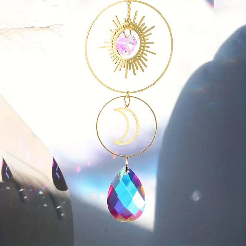 Crystal Ball Moon & Sun Suncatcher Pendant
