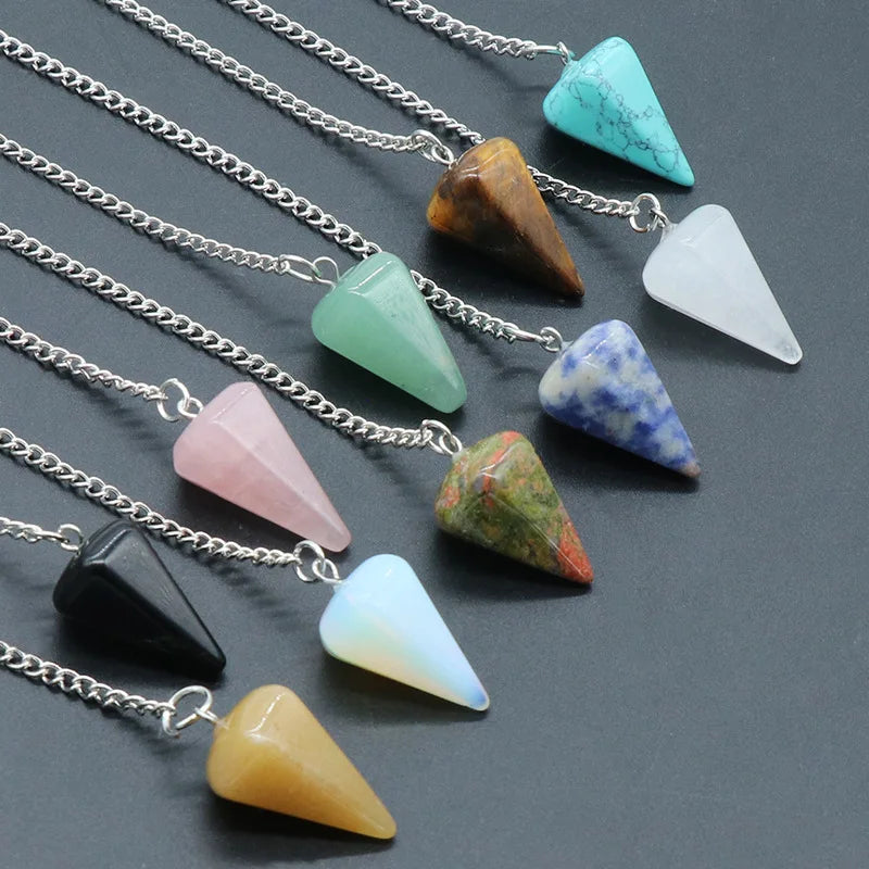 Natural Stone Crystal Pendulum Pendant