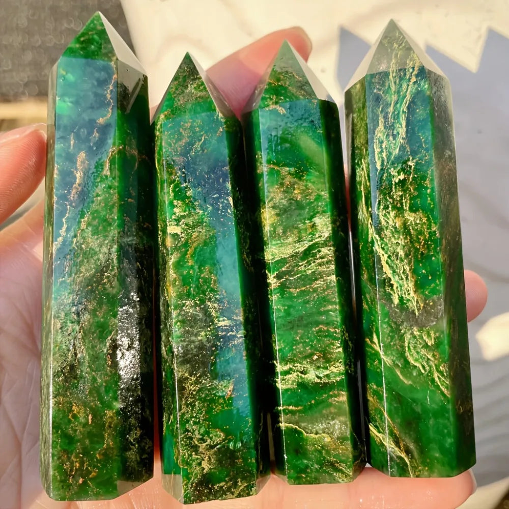 Natural Emerald Crystal Tower — Single Point Healing Stone for Home Decor