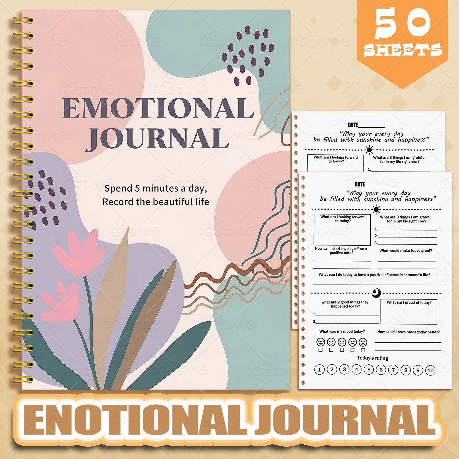 Emotional Journal | Adult Mental Health Planner, Wellness Workbook & Self-Care Tracker