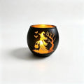 Halloween Witch & Bat Silhouette Candle Holder | Spooky Lantern Home Decor