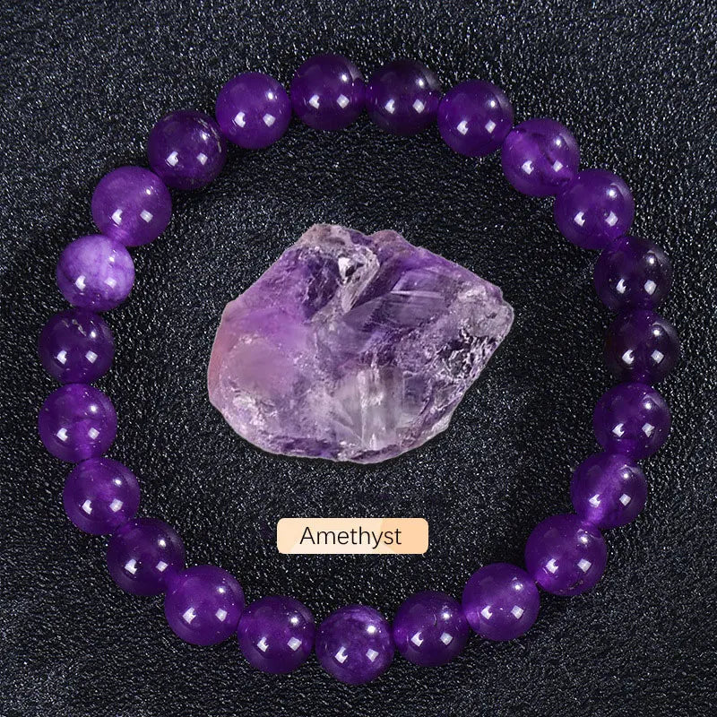 Natural Gemstone Beaded Bracelet — Healing Crystal Stretch Bracelet