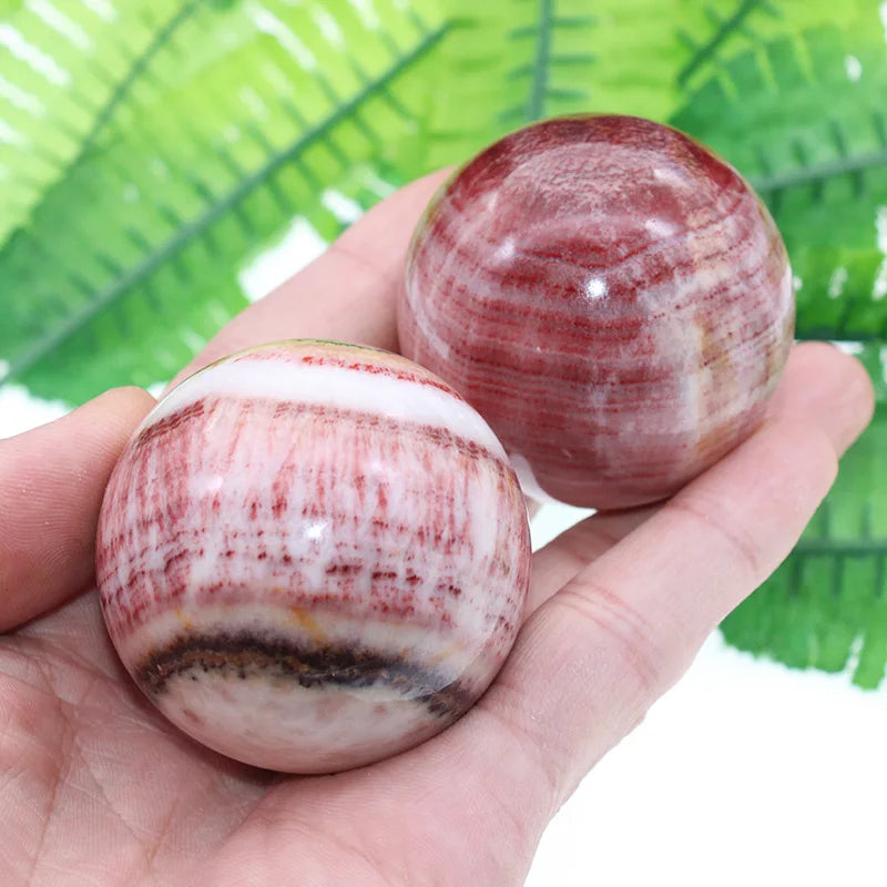 Natural Rhodochrosite Crystal Sphere | Rose Pink Healing Stone Ball